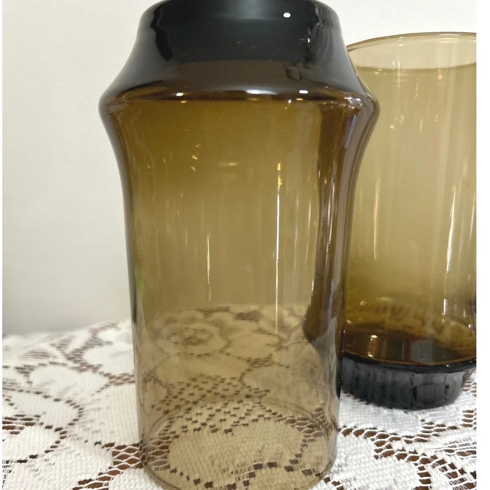 Libbey Glasses Smoke Brown Highball Tumblers Mid Century Flared 1970s Set of 2